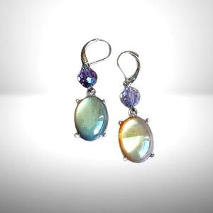 Premier Designs Purple and Gray Moonstone Earrings
